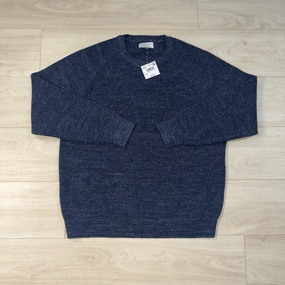 NWT American Eagle Men's Knit Crewneck Sweater Mens XL Blue Speckled Casual Soft